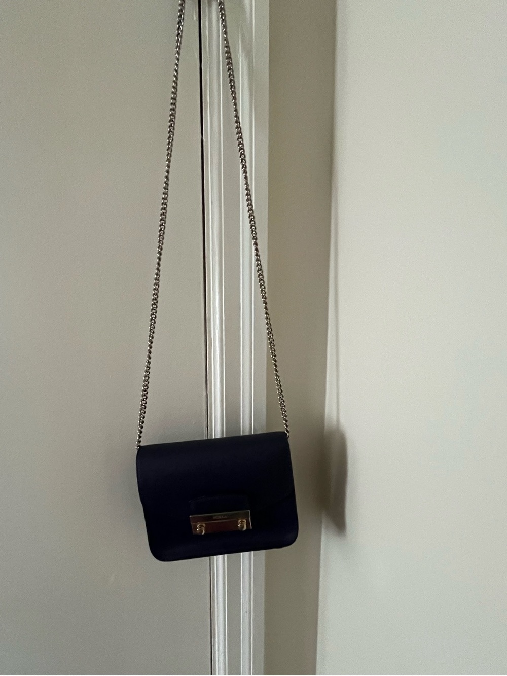 Furla Classic Navy Metropolis Mini Crossbody Bag with Chain Strap - Picture 4 of 11